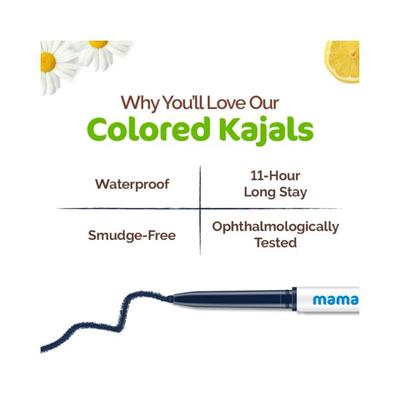 Mamaearth Long Stay Colored Kajal for 11 Hour Long Stay Deep Ocean Blue 0.35 gm - Kajal & Kohls
