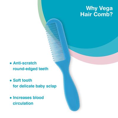 Vega Baby & Mom Comb & Brush Set Blue 1's - Baby Grooming