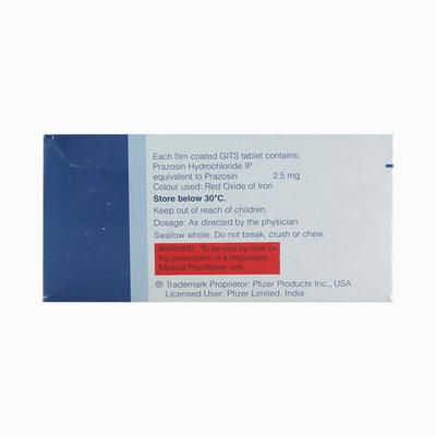 Minipress XL 2.5mg Tablet 30'S - Hypertension-Oah