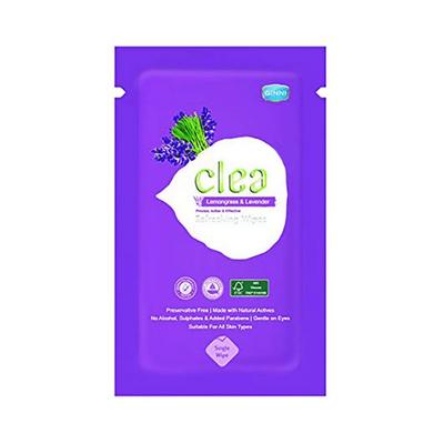 Clea Cleansing & Refeshing Wet Wipes (Lemongrass & Lavender) (10's Sachets/Pack) 1's - Make Up Removers