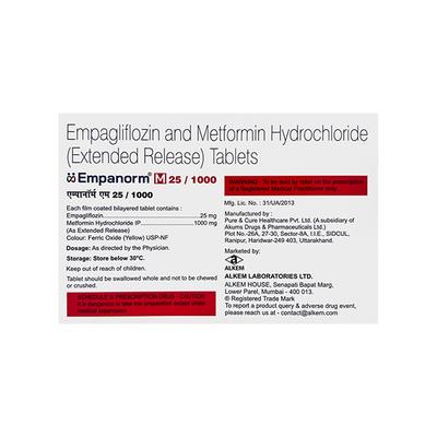 EMPANORM M 25/1000 Tablet 10's - Diabetes-Ant