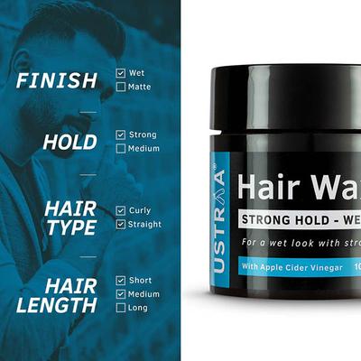 Ustraa Hair Wax for Men with apple cider vinegar Strong Hold - Wet Look 100 gm - Hair Gels & Waxes