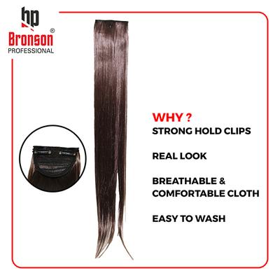 Bronson Professional Hair Extensions Side Patch Straight 2 Clip-In 24 inch Dark Brown No 4 1's - Hair Clips/Bands