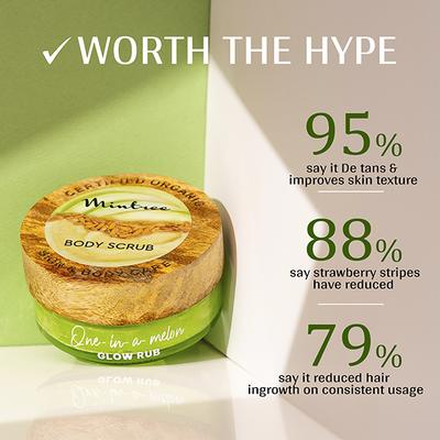 Mintree Certified Organic Melon Sugar Scrub Exfoliates and Brightens Skin, Removes Tan 150 gm - Scrubs & Exfoliants