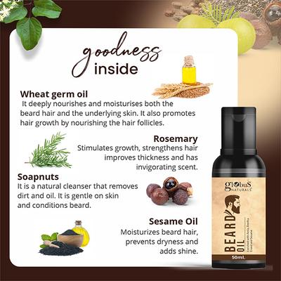 Globus Naturals Beard Oil, Enriched with Amla Reetha Erand & Sesame Oil, Natural 50ml each 2's - Face Oils