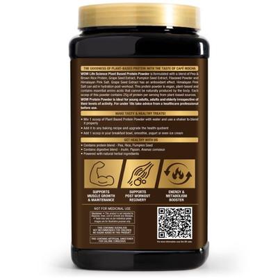 WOW Life Science Plant Based Protein Powder - Cafe Mocha 1 kg - Protein Drink