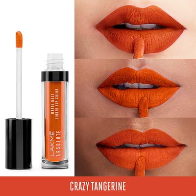 Lakme Absolute Matte Melt Liquid Lip Color Crazy Tangerine 6 Ml - Liquid Lipsticks