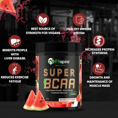 Fitspire Super BCAA Powerful Intra Workout m 25 Servings Watermelon 250 gm - Bcaa Supplements