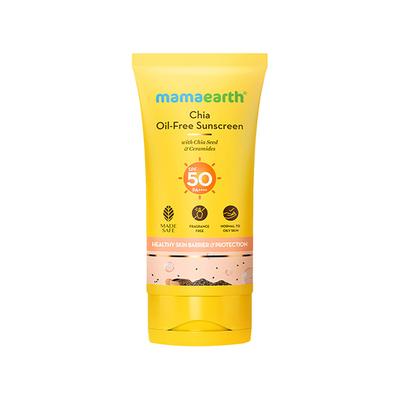 Mamaearth Chia Oil-Free Sunscreen with Chia Seed & Ceramides SPF50 PA++++ 50 g - Face Sunscreen