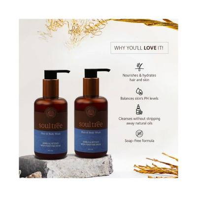 SoulTree Hair & Body Wash - Aamla & Vetiver with Purifying Neem 250 ml - Hand Wash & Soaps