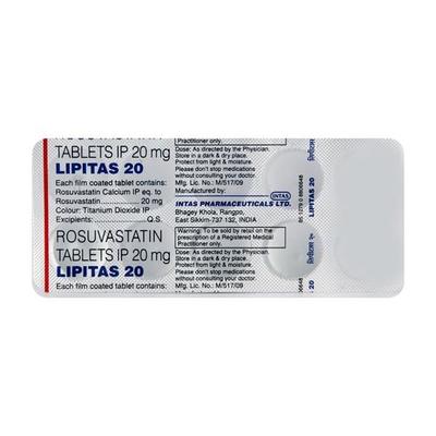 Lipitas 20mg Tablet 10'S - High Cholesterol-Dys