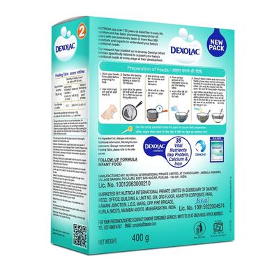 Dexolac Stage 2 (After 6 Months) Powder 400 gm (Refill Pack) - Baby And Infant Supplements