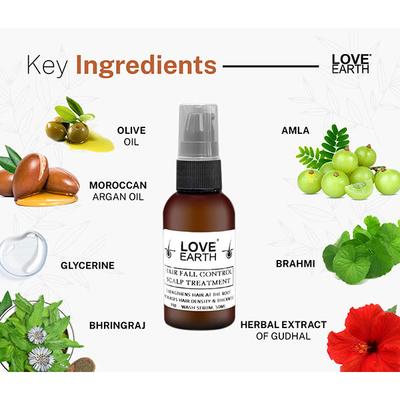 Love Earth Hair Fall Control Scalp Treatment With Bhringraj & Essential Oils 50 ml - Hair Lotions & Tonics