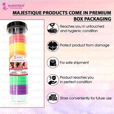 Majestique Cotton Stretchable Hair Ties, Ponytail Holder Rubber Band For Women - Multicolor 20's - Hair Clips/Bands