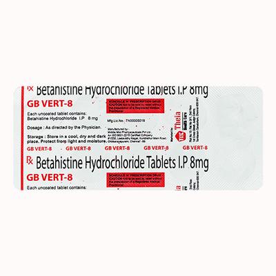 GB VERT 8mg Tablet 10's - Vertigo-Ant