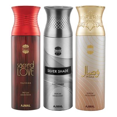 Ajmal Sacred Love Silver Shade Wisal Deodorant Spray (Pack of 3) 200 ml - Perfumes (Edt/Edp)