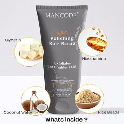 Mancode Polishing Rice Face Scrub Exfoliates And Brightens Skin 100 gm - Scrubs & Exfoliants