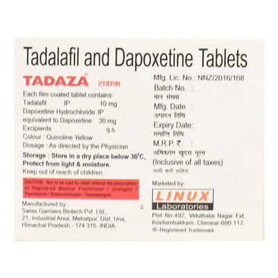 Tadaza Tablet 4'S - Impotence/Erectile Dysfunction (Ed)