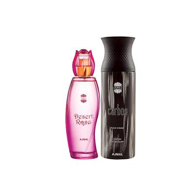 Ajmal Desert Rose EDP Floral Oriental Perfume And Carbon Homme Deodorant Citrus Spicy Fragrance 300 ml - Perfumes (Edt/Edp)