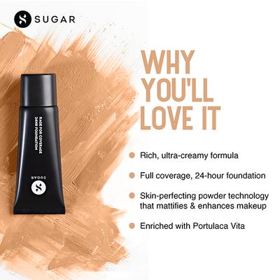 SUGAR Cosmetics Rage For Coverage 24Hr Foundation - 48 Irish - Medium Tan Neutral Undertone 25 ml - Foundation