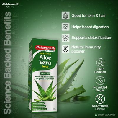 Baidyanath Wild Grove Aloe Vera Juice 1 L - Ayurvedic Juices