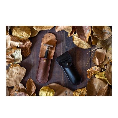 Pink Woolf Genuine Leather Razor Cover - Dark Brown - Shavers