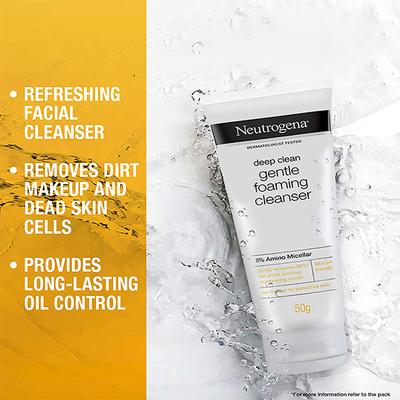Neutrogena Deep Clean Gentle Foaming Cleanser 8% Amino Micellar for Normal To Sensitive Skin 50gm - Face Wash & Cleansers