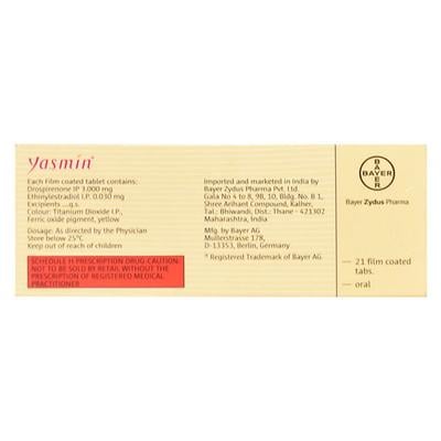 Yasmin Tablet For Contraception care and Acne management Pack of 21 Tablets - Contraception-Ora