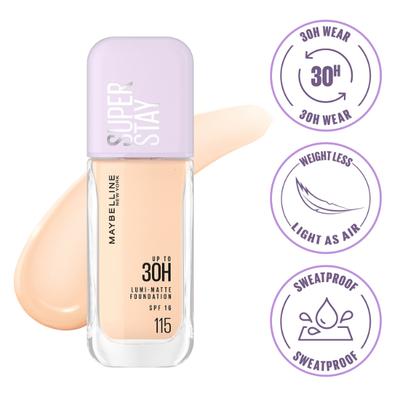 Maybelline New York Super Stay Lumi-Matte Liquid Foundation 30H Longwear Yet Light-As-Air, 115 35 ml - Foundation
