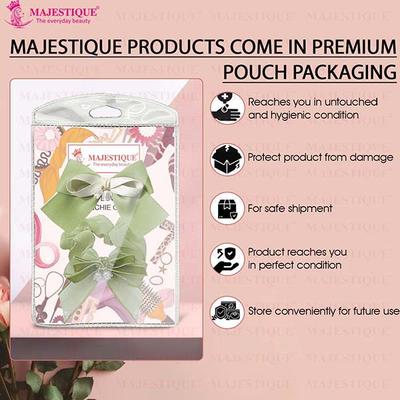 Majestique Satin Silk Layered Hair Bow Embellished Clip And Hair Scrunchies Combo For Women Girls - Green 2's - Hair Clips/Bands