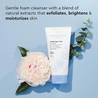 The Face Shop Herb Day 365 Amino Acid Facial Foaming Cleanser Peony 170 ml - Face Wash & Cleansers