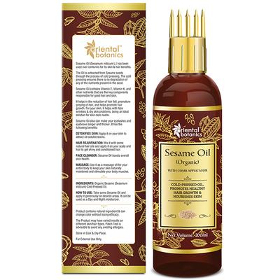 Oriental Botanics Organic Sesame Oil with Comb Applicator 200 ml - Hair Oils