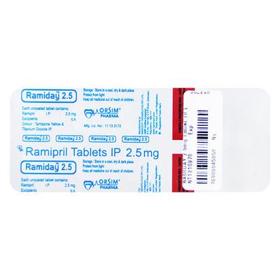 RAMIDAY 2.5mg Tablet 10's - Hypertension-ACE