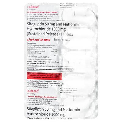 SITAHENZ M 1000 Tablet 10's - Diabetes-Ant