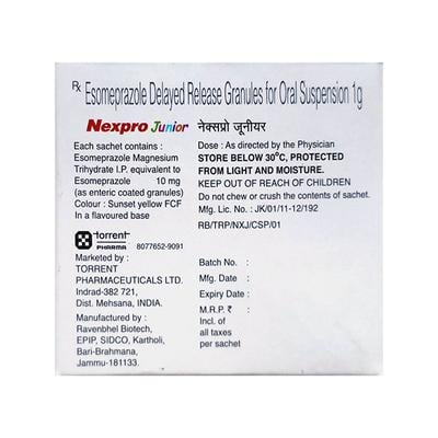 Nexpro Junior Tangy Orange Flavour Sachet 1gm - Ulcer/Reflux/Flatulence-Aaa