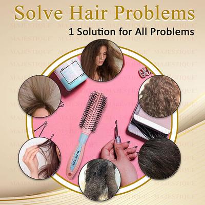 Majestique Hair Round Brush for Blow Drying and Hair Styling with Nylon Bristles - Color May Vary 1's - Hair Combs