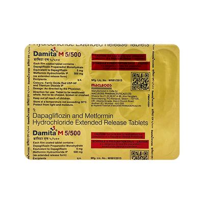 DAMITA M 5/500 Tablet 15's - Diabetes-Ant