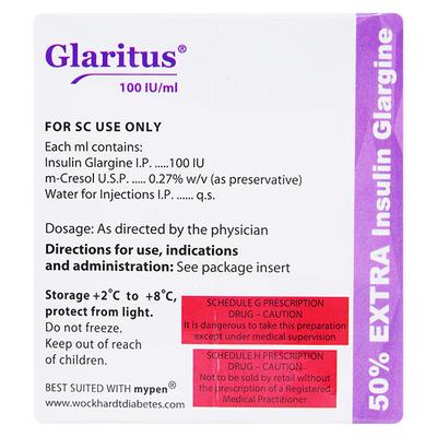 Glaritus New 100IU Cartridge 3X3ml - Diabetes-Ins