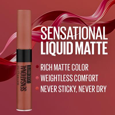 Maybelline New York Sensational Liquid Matte Lipstick, NU02 Strip It Off, Liquid Lipstick Shades Delivering Intense Matte Color Effect 7 ml - Lipsticks