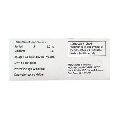 Ramicure 2.5mg Tablet 10'S - Hypertension-ACE