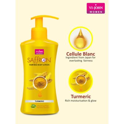 Vi-John Women Saffron Turmeric Fairness Body Lotion 250 ml + Saffron Milk & Almond Fairness Body Lotion 250 ml 250 ml - Lotions & Creams