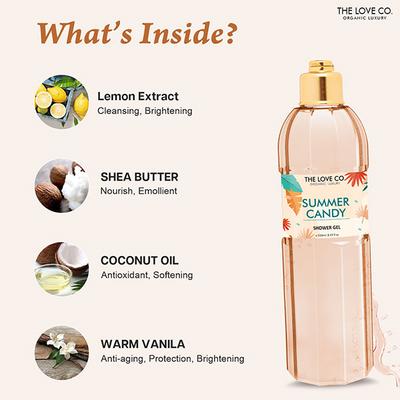 The Love Co. Summer Candy Hydrating Body Wash With Vitamin E Shea Butter, Shower Gel for Men Women, All Skin Types 250 ml - Shower Gels & Body Wash