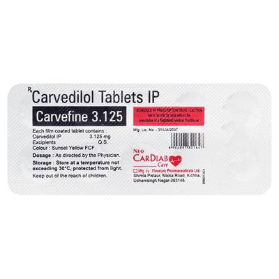 CARVEFINE 3.125 Tablet 10's - Hypertension-Bet