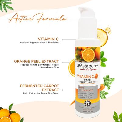 Astaberry Indulge Vitamin C Face Moisturizer for Skin Illuminate - Brightens & Lighten 100 ml - Face Moisturizers