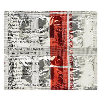Zefu CV 500mg Tablet 6'S - Bacterial Infections-Cep