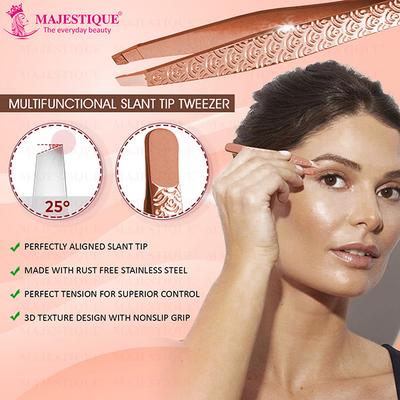 Majestique Slant Tip Tweezer, 3D Touch Eyebrow Plucker for Threading and Facial Hair 1's - Tweezers