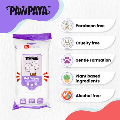 Pawpaya Pet Wipes Pull Pack 20 x 18 cm 40's - Pet Grooming