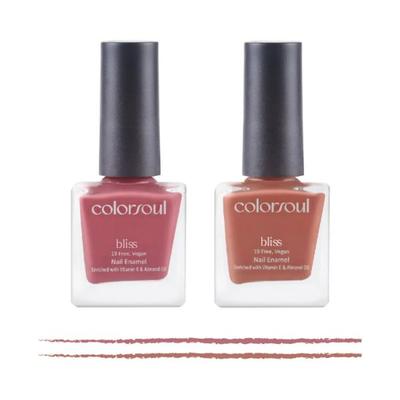Colorsoul Bliss Vegan Nail Enamel, Ballerina Pink, Rich Souffle, B05, B13 (Pack of 2 x 8 ml) 1's - Nail Polish