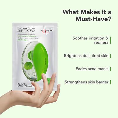 O3+ Ci-Calm Glow Sensitive Skin Sheet Mask with Ceramide for Barrier Repair & Anti Redness 30 gm - Sheet Masks
