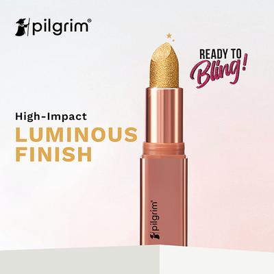 Pilgrim Glitter Lipstick Dubai Gold-03 Luxurious 3-D Glitter Formula With Matte Finish Tranparent 4.2 g - Lipsticks